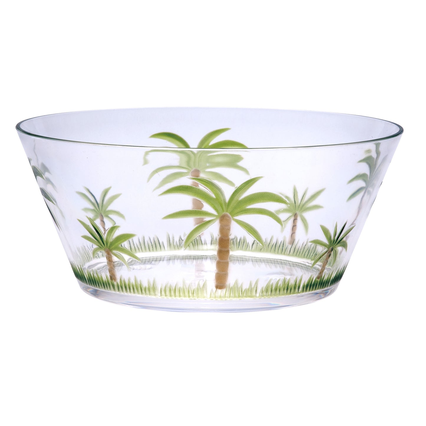 10" Clear and Green Palm Tree Acrylic Round Salad Bowl-3