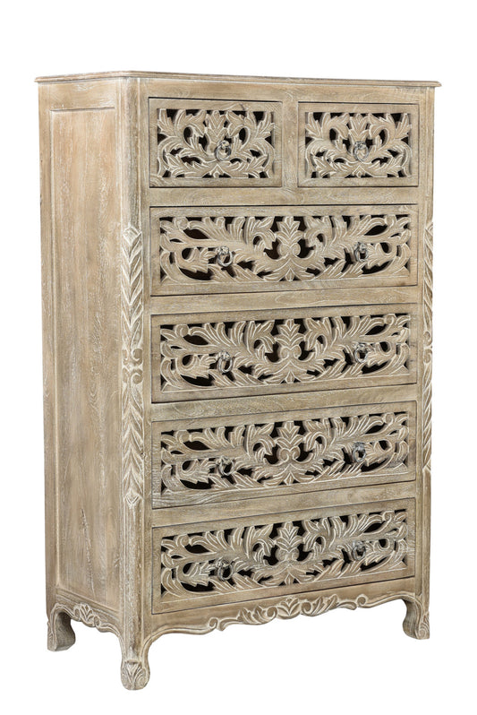 35" Gray Solid Wood Six Drawer Chest-0