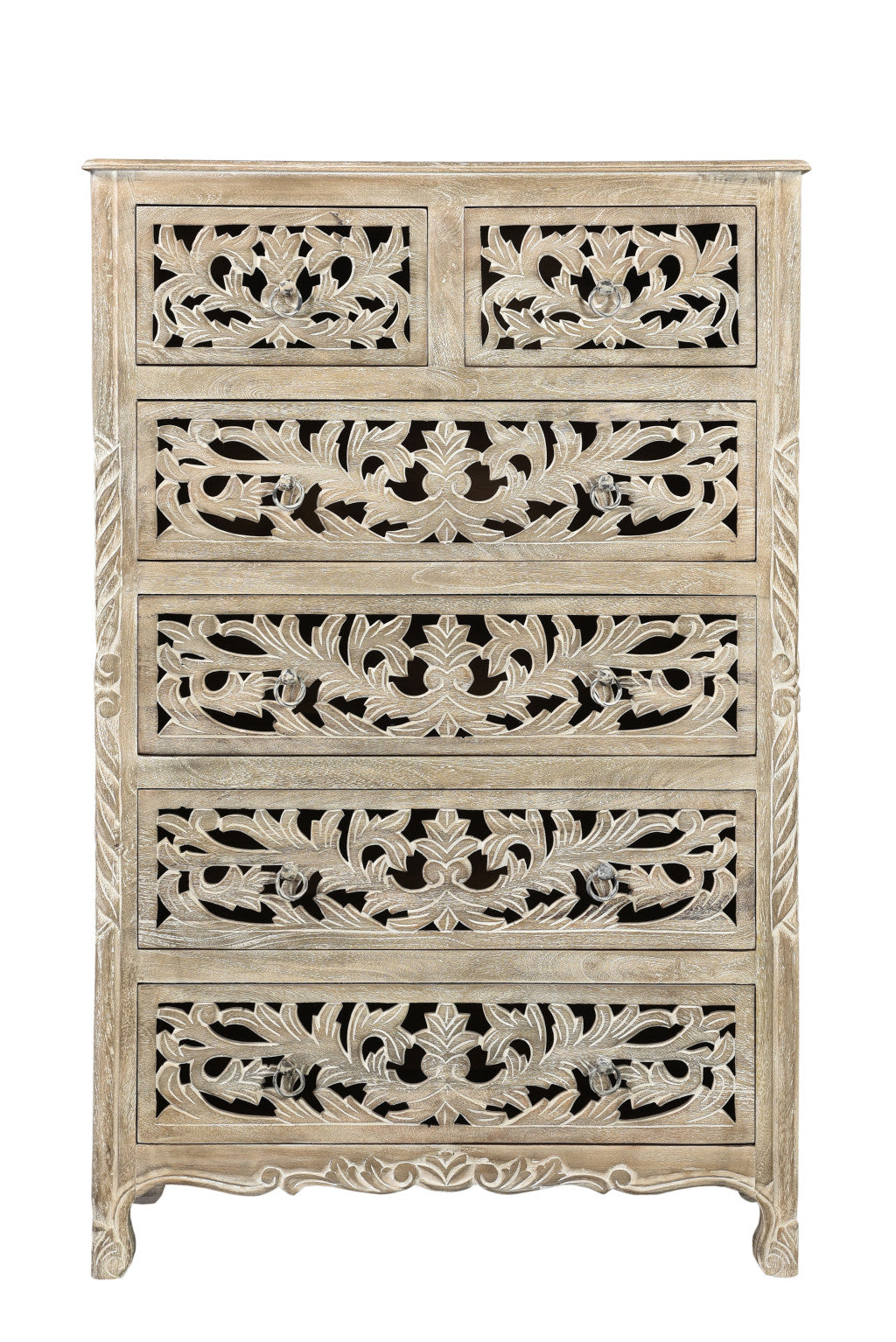 35" Gray Solid Wood Six Drawer Chest-1