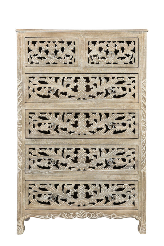 35" Gray Solid Wood Six Drawer Chest-1