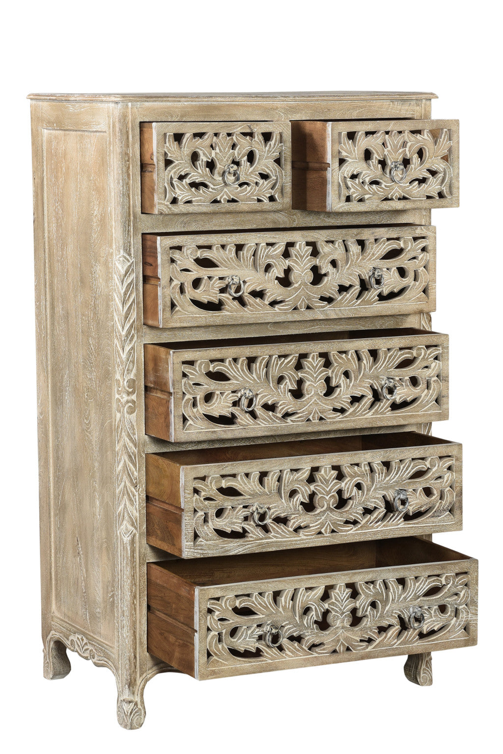 35" Gray Solid Wood Six Drawer Chest-2