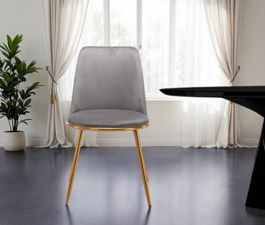 Gray And Gold Upholstered Velvet Dining Side Chair-0