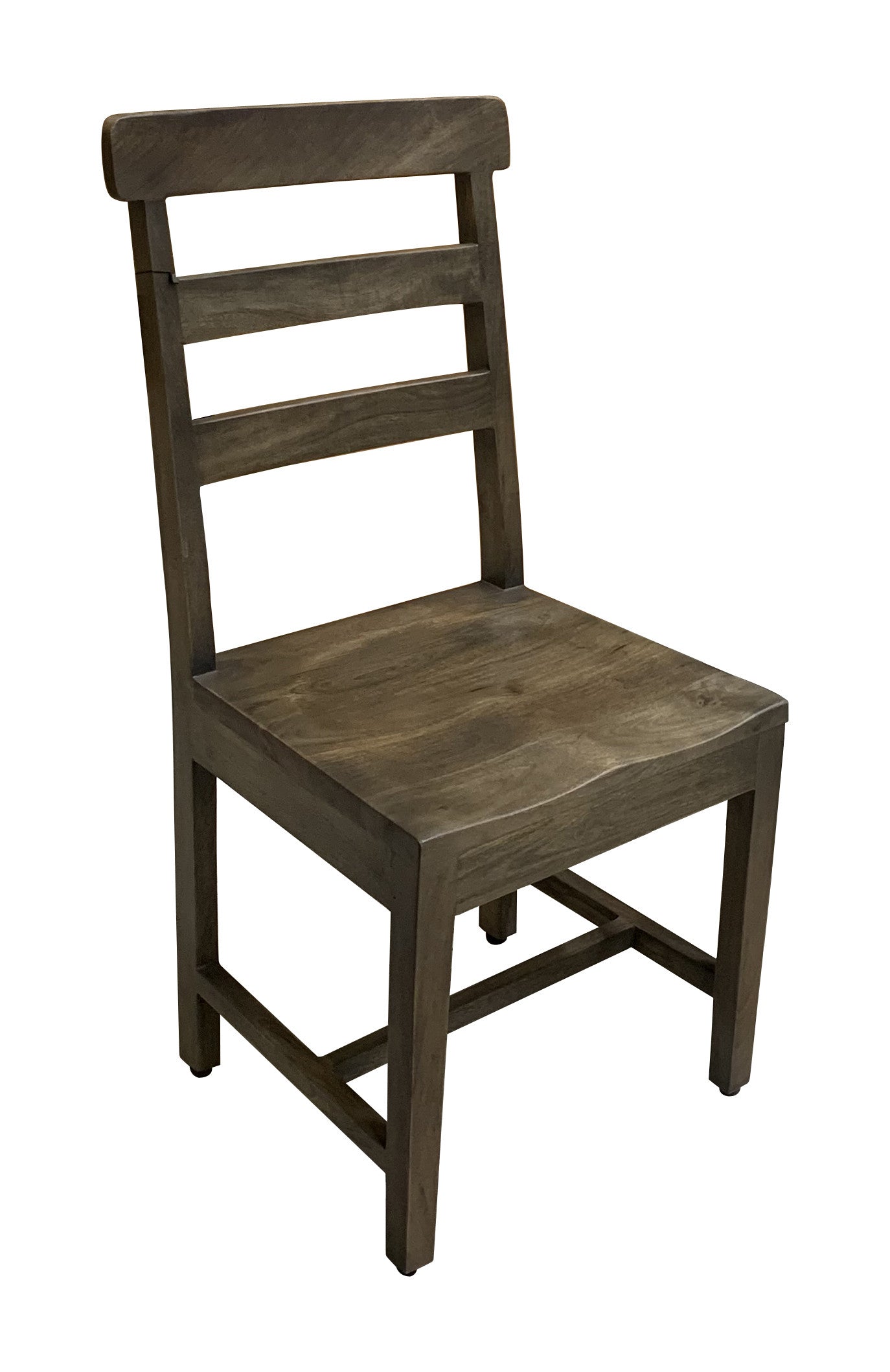 Set of Two Dark Brown Wood Ladder Back Dining Side Chairs-2
