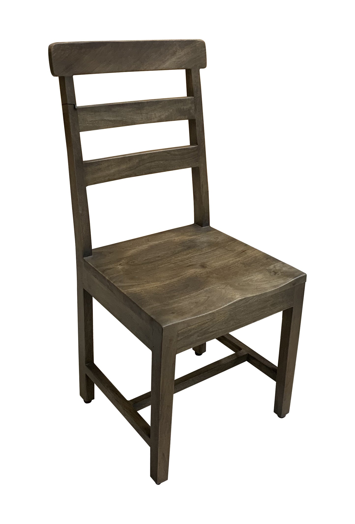 Set of Two Dark Brown Wood Ladder Back Dining Side Chairs-3
