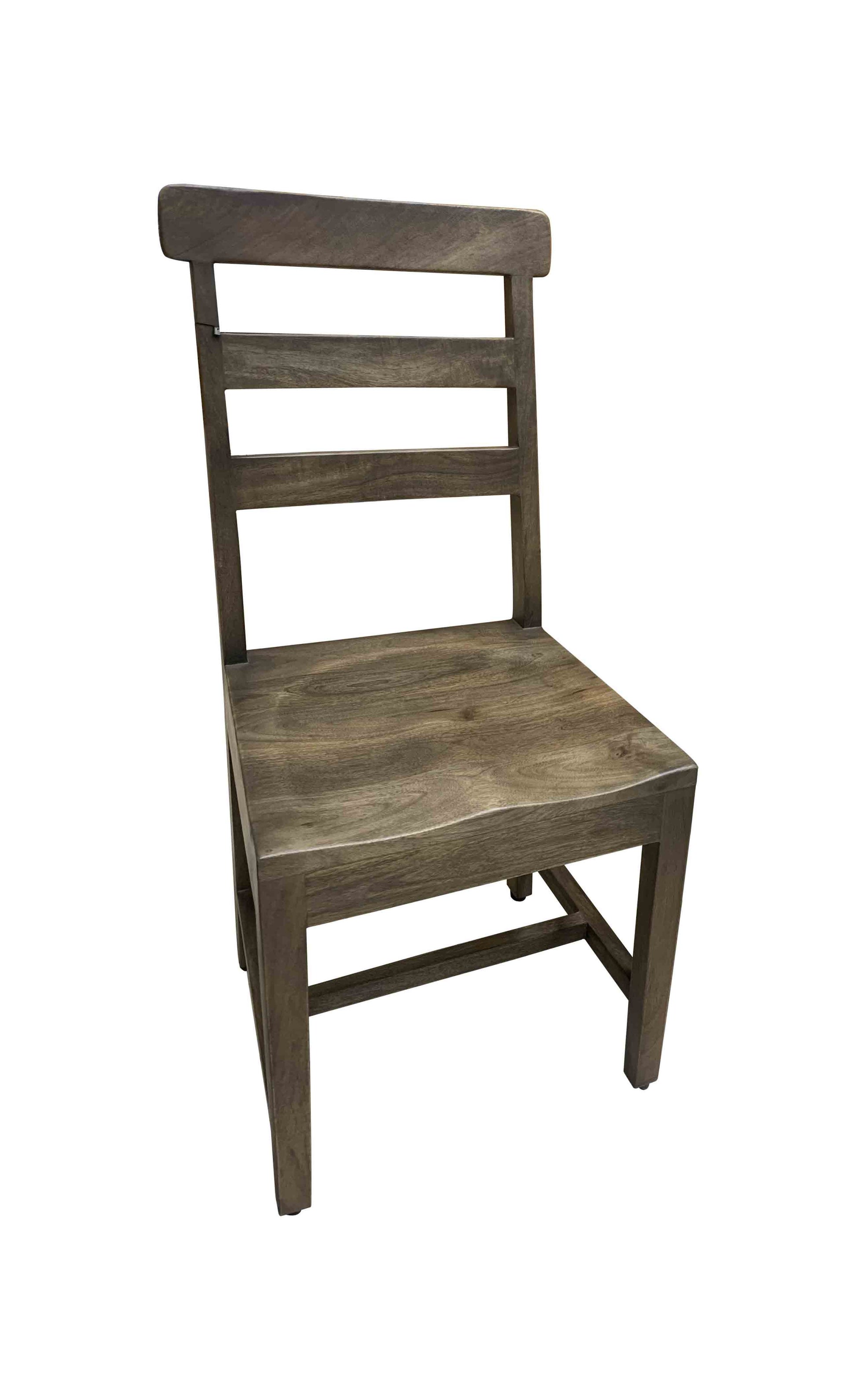 Set of Two Dark Brown Wood Ladder Back Dining Side Chairs-4
