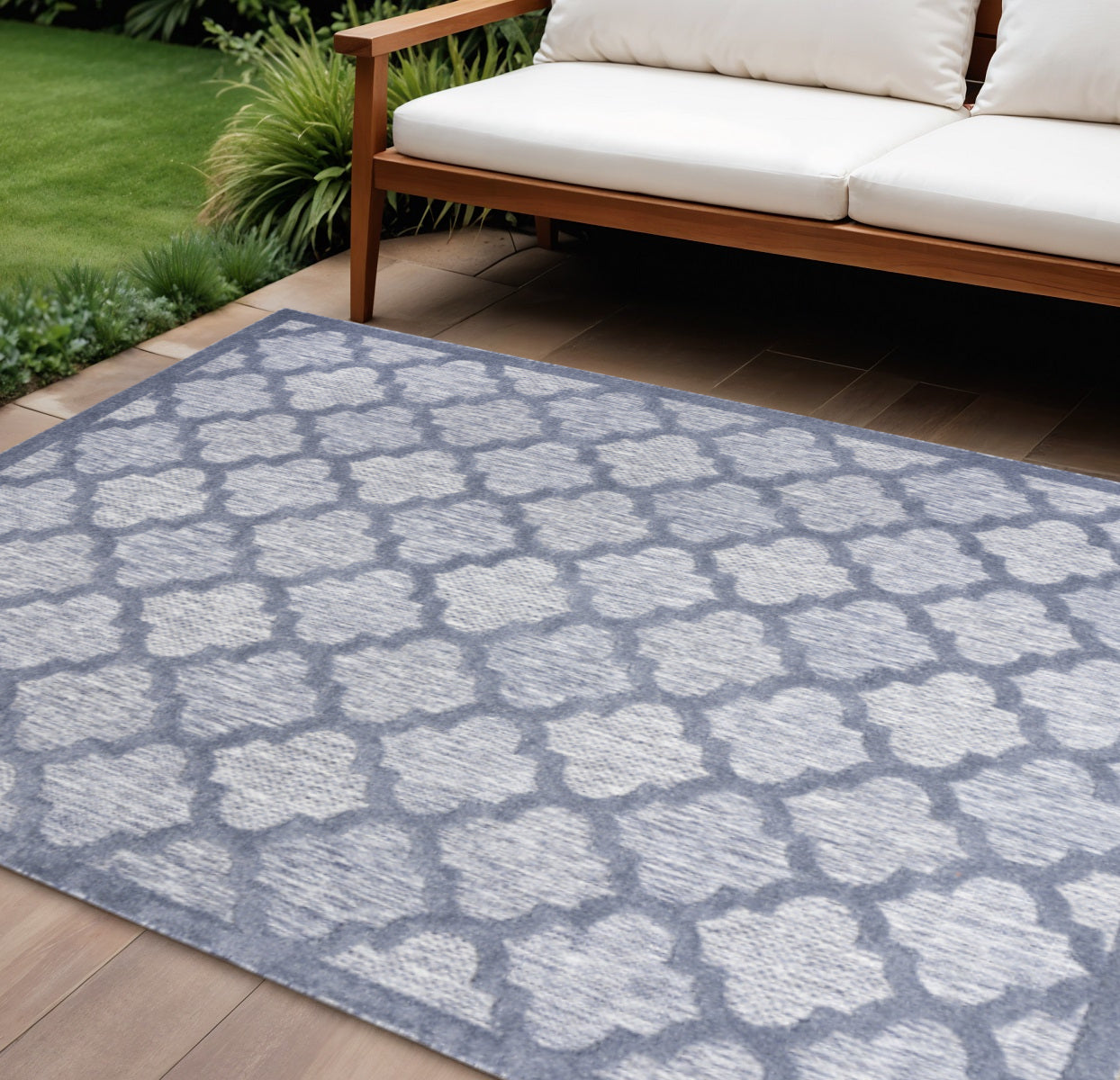 7' X 10' Blue Indoor Outdoor Area Rug-0