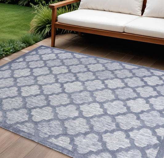 7' X 10' Blue Indoor Outdoor Area Rug-0