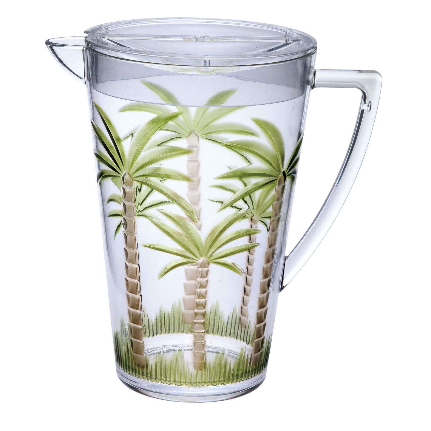 2.5 Quart Clear and Green Palm Tree Acrylic Pitcher-0