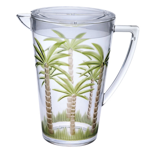 2.5 Quart Clear and Green Palm Tree Acrylic Pitcher-0