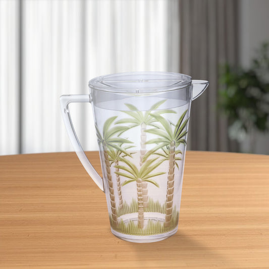 2.5 Quart Clear and Green Palm Tree Acrylic Pitcher-1
