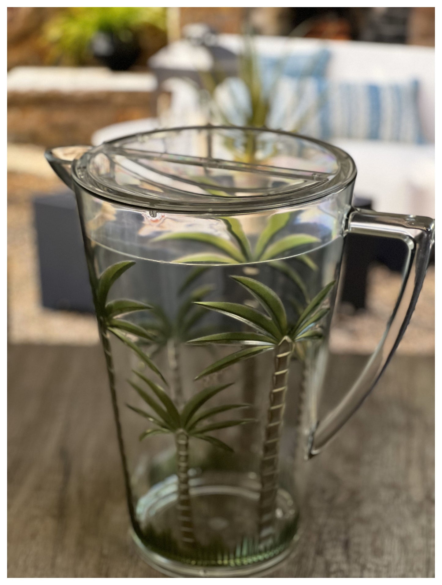 2.5 Quart Clear and Green Palm Tree Acrylic Pitcher-5