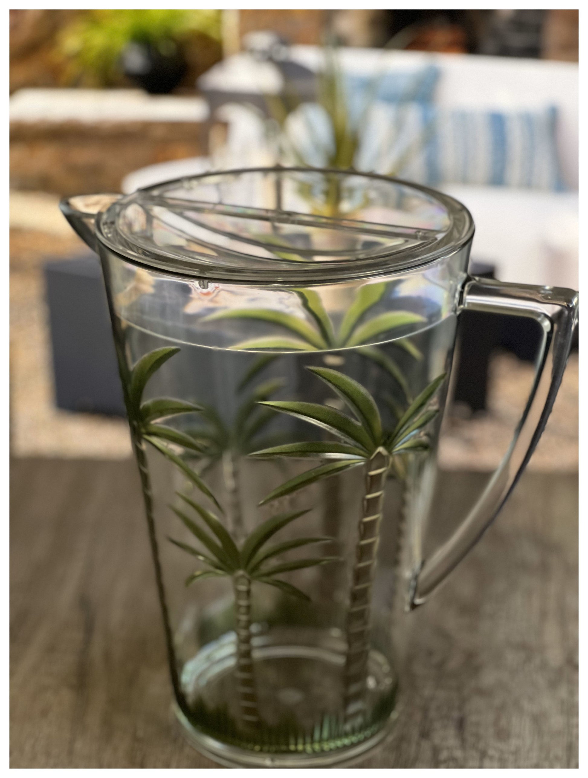 2.5 Quart Clear and Green Palm Tree Acrylic Pitcher-5