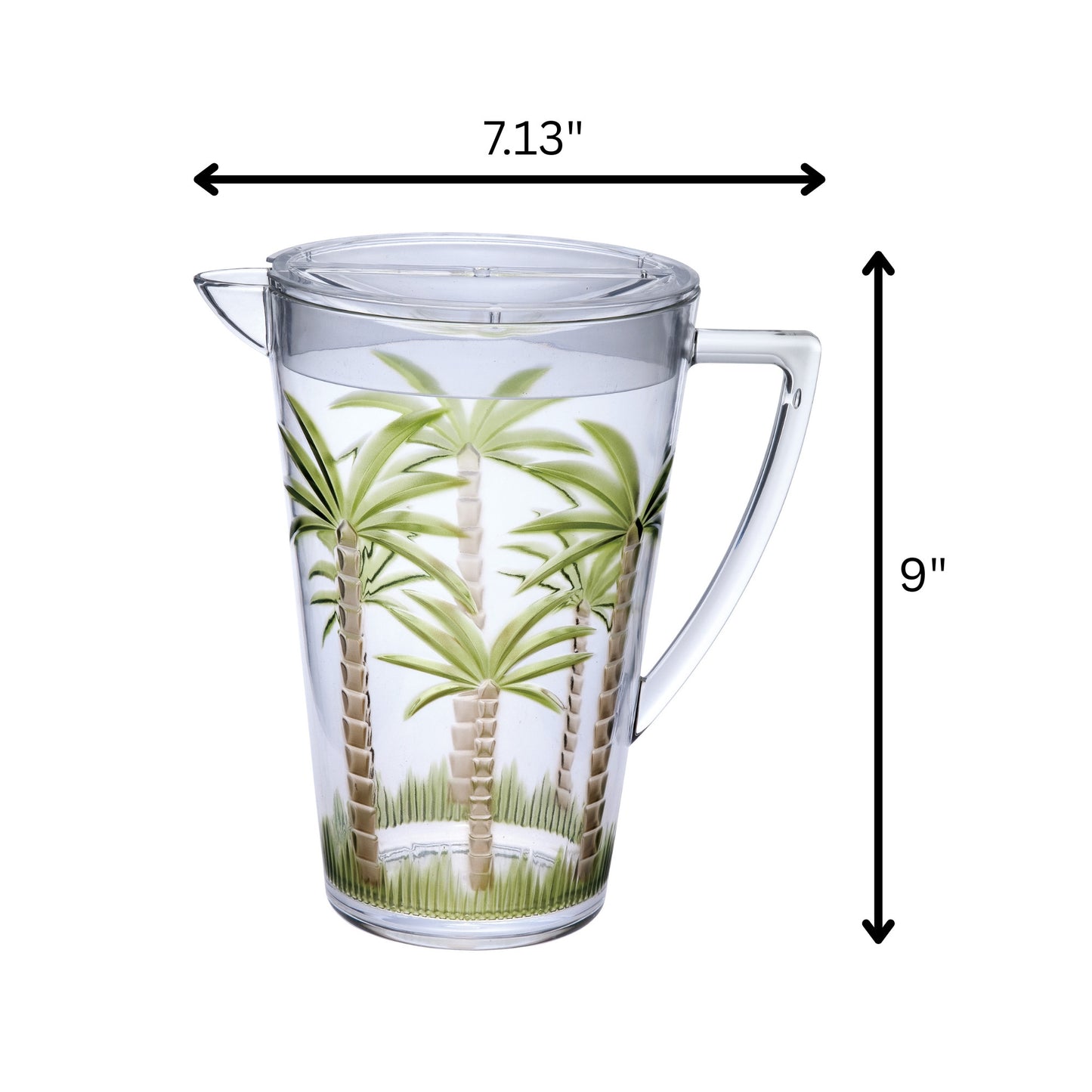 2.5 Quart Clear and Green Palm Tree Acrylic Pitcher-8