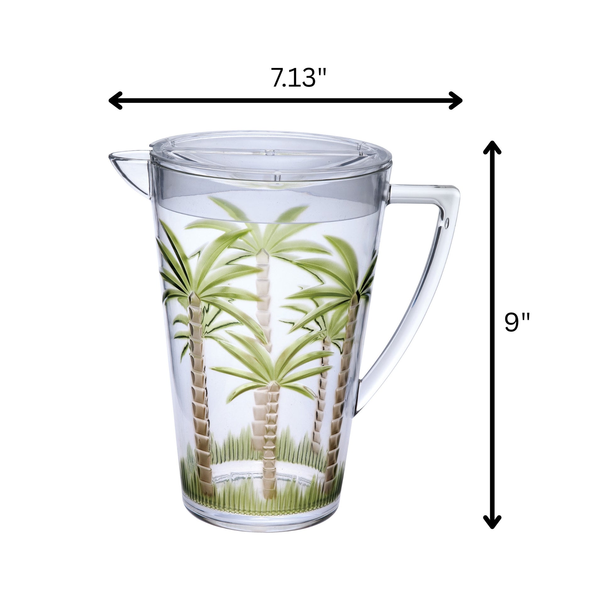 2.5 Quart Clear and Green Palm Tree Acrylic Pitcher-8
