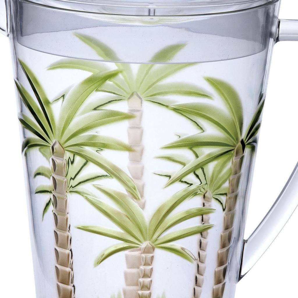 2.5 Quart Clear and Green Palm Tree Acrylic Pitcher-3