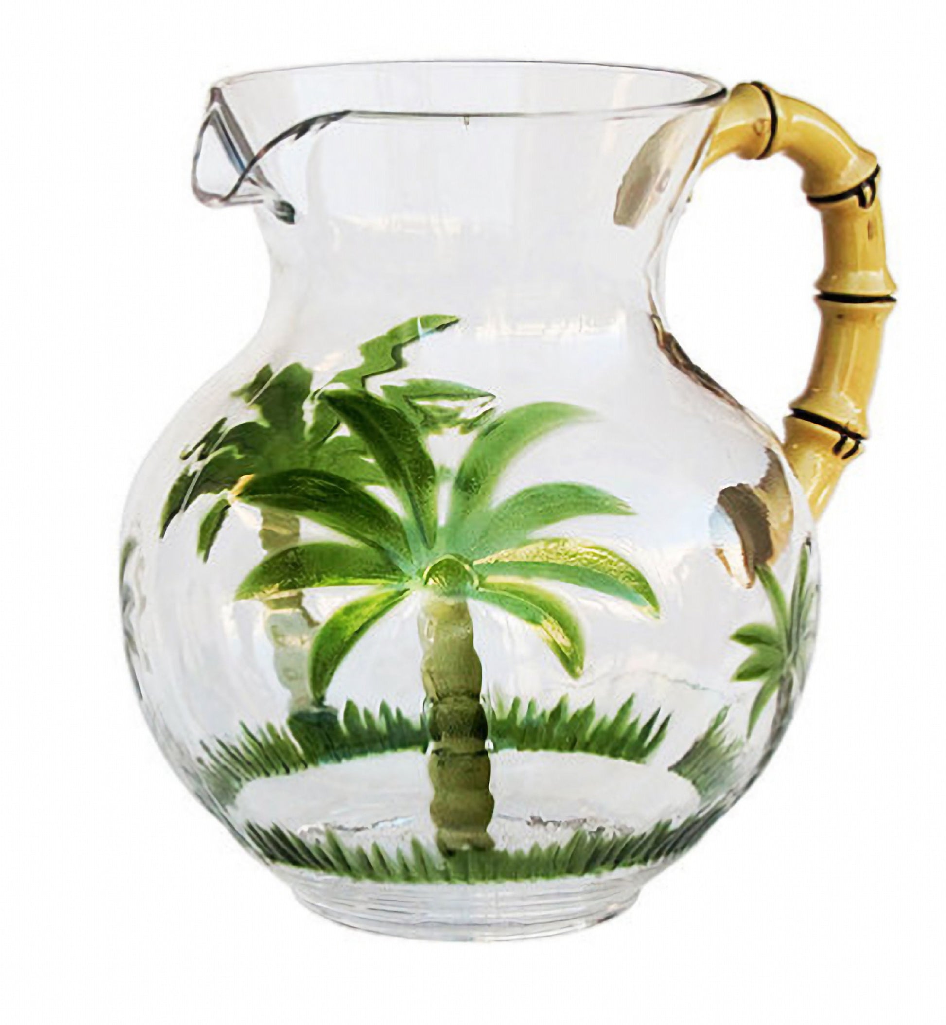3 Quart Clear and Green Palm Tree Acrylic Pitcher-0