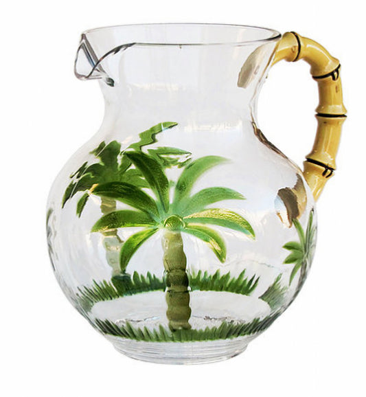 3 Quart Clear and Green Palm Tree Acrylic Pitcher-0