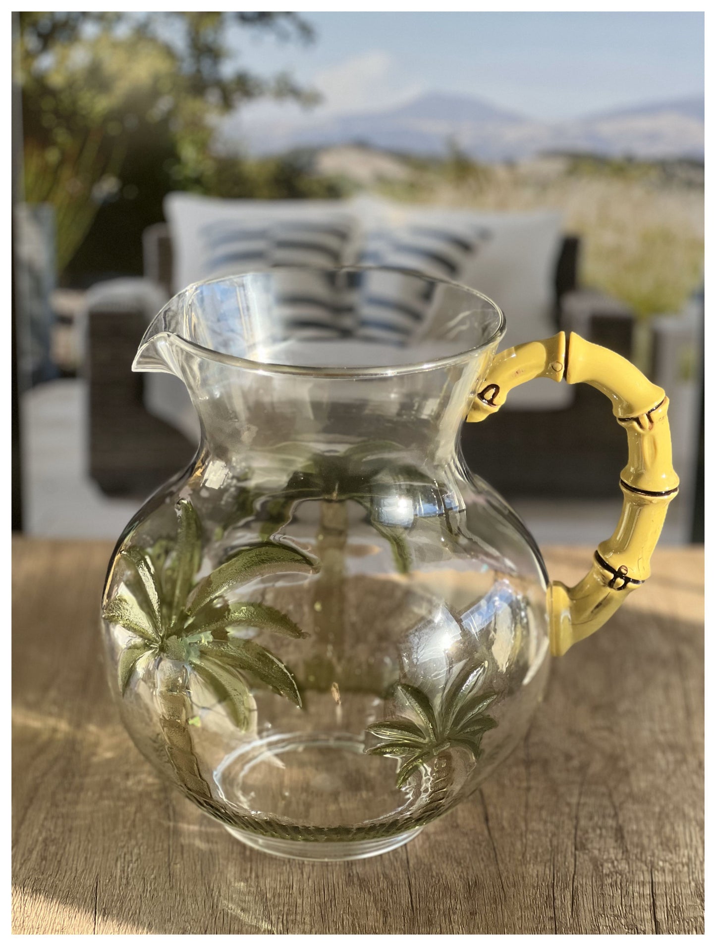 3 Quart Clear and Green Palm Tree Acrylic Pitcher-6