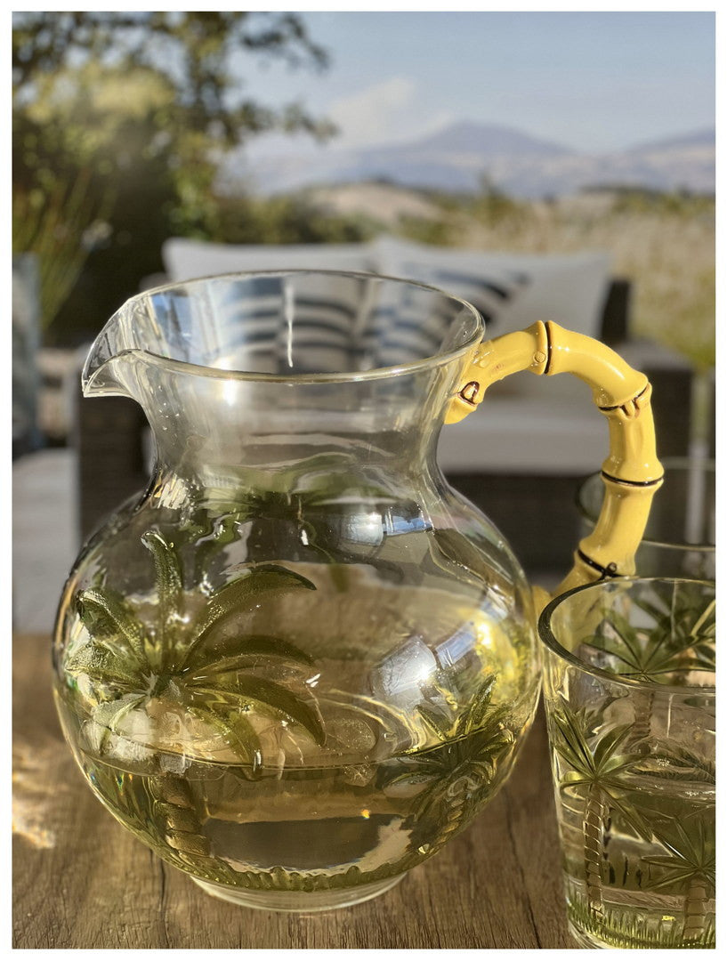 3 Quart Clear and Green Palm Tree Acrylic Pitcher-7