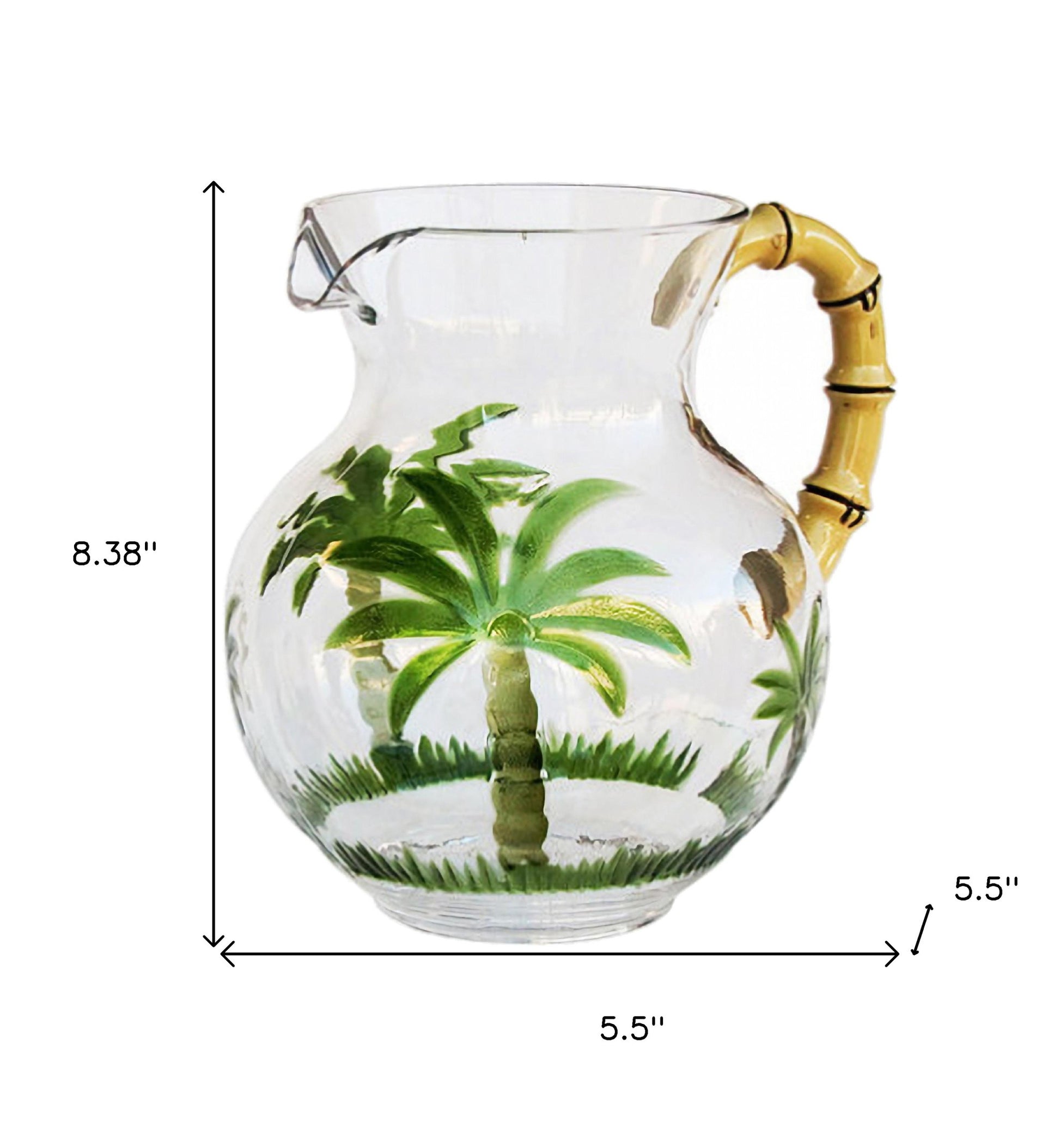 3 Quart Clear and Green Palm Tree Acrylic Pitcher-8