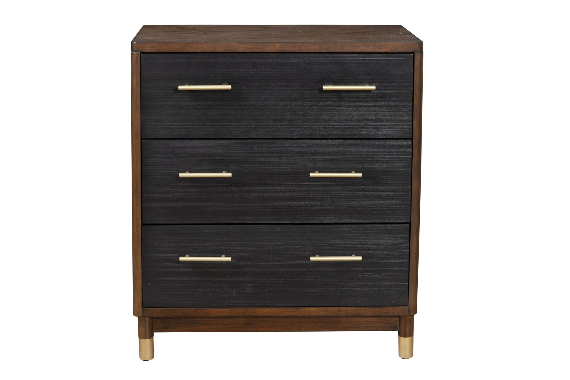 33" Brown and Black Solid Wood Three Drawer Chest-1