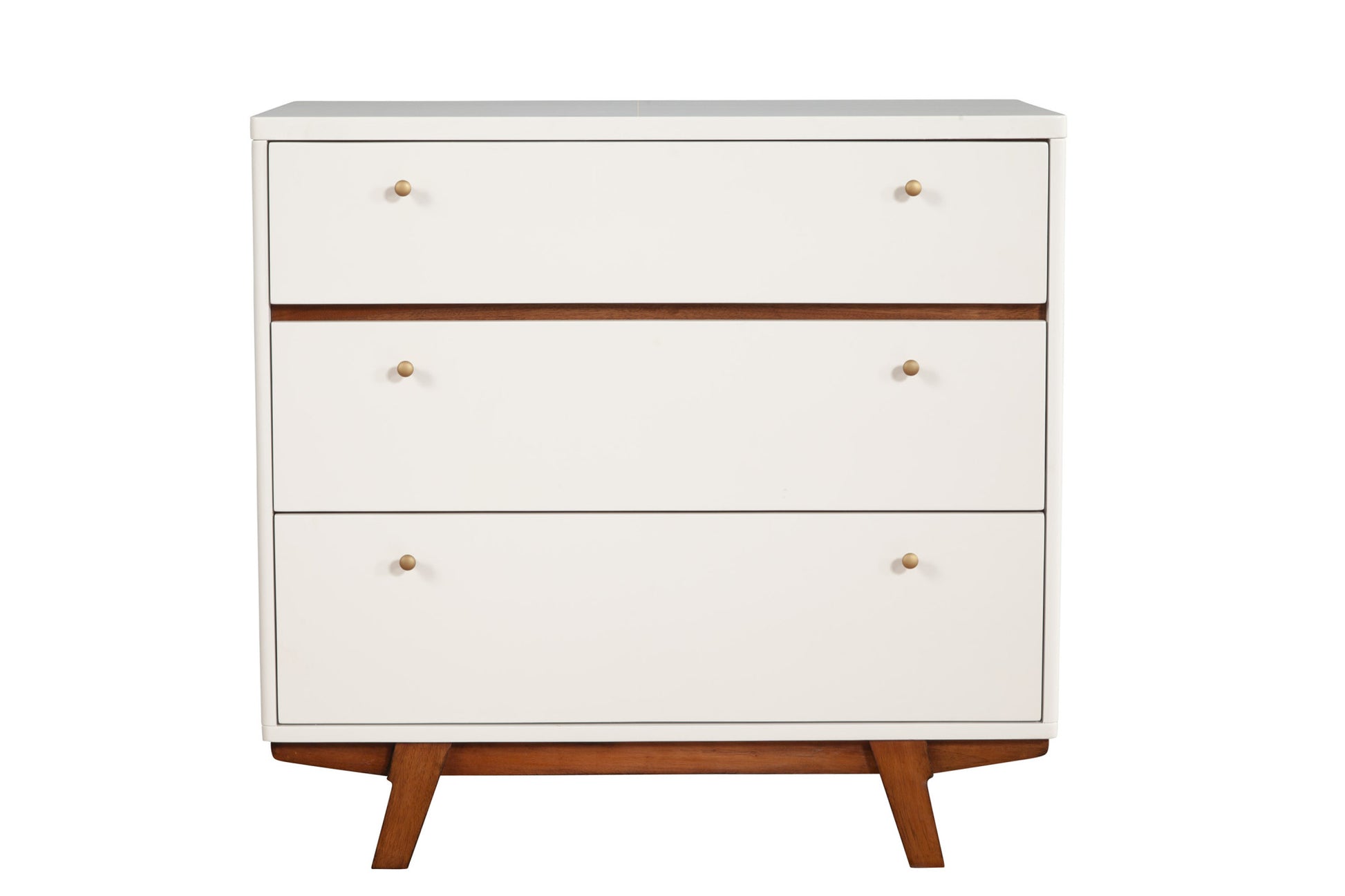 36" Brown and White Solid Wood Three Drawer Chest-1