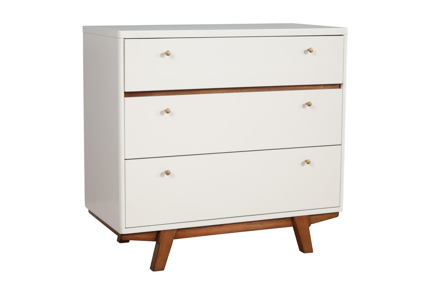 36" Brown and White Solid Wood Three Drawer Chest-2