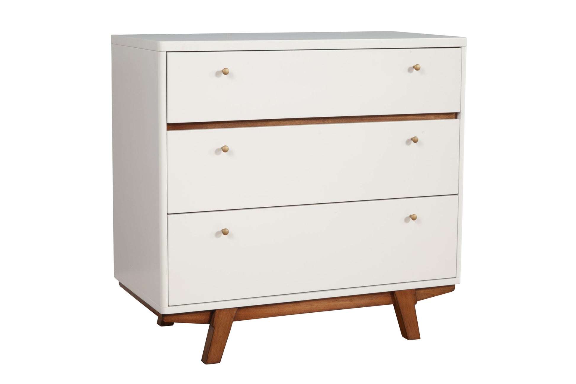 36" Brown and White Solid Wood Three Drawer Chest-2
