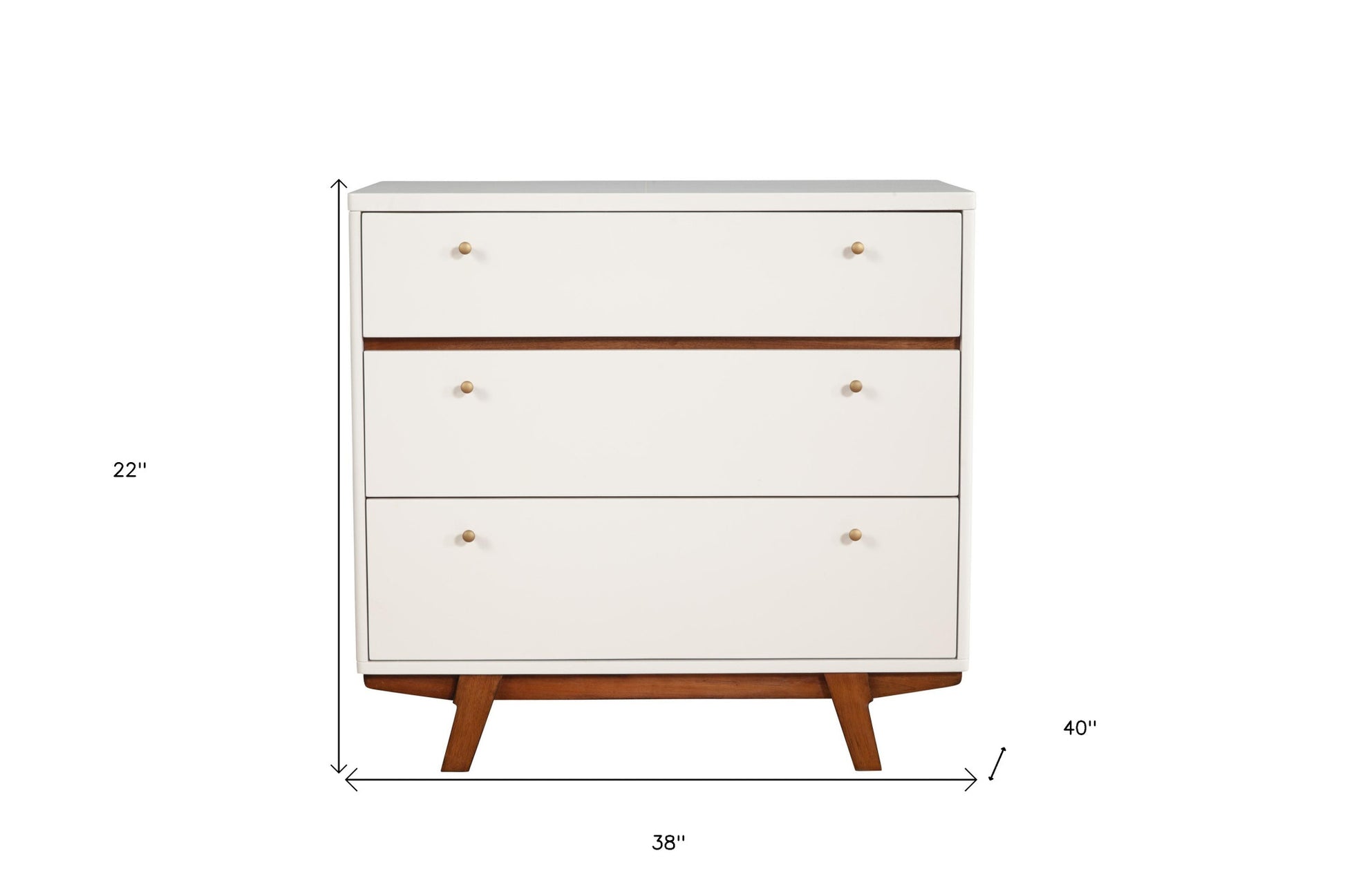 36" Brown and White Solid Wood Three Drawer Chest-4
