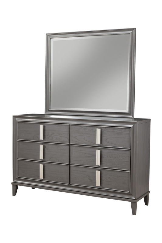 62" Dark Gray Solid Wood Six Drawer Double Dresser-1