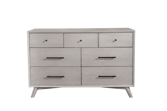 59" Gray Solid Wood Seven Drawer Double Dresser-1