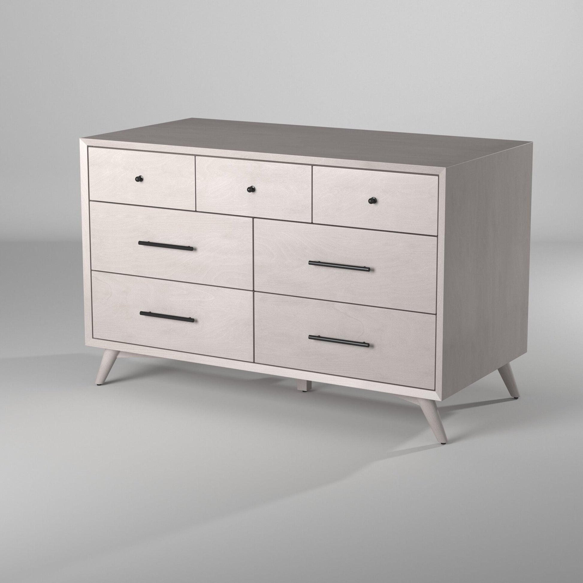 59" Gray Solid Wood Seven Drawer Double Dresser-4