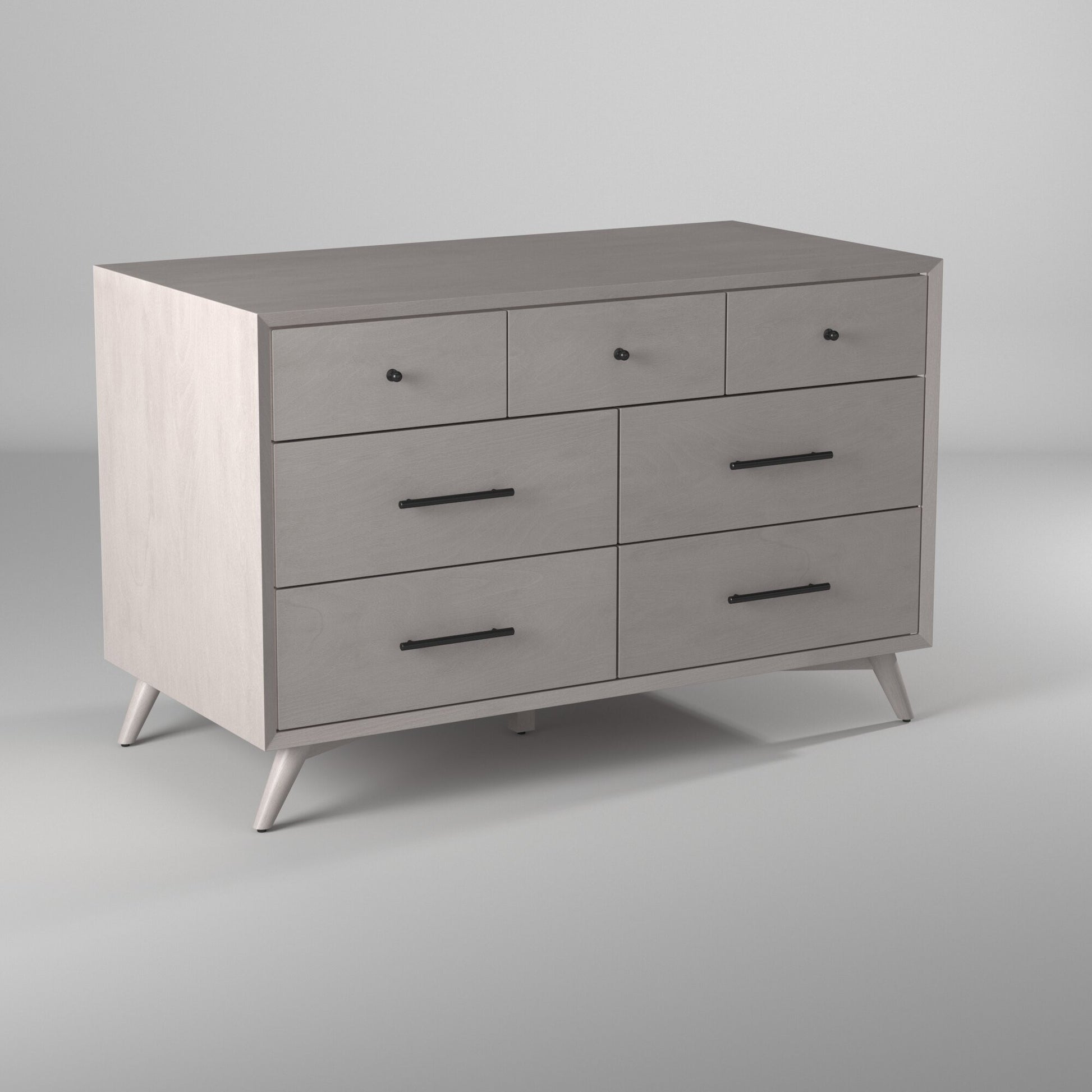 59" Gray Solid Wood Seven Drawer Double Dresser-6