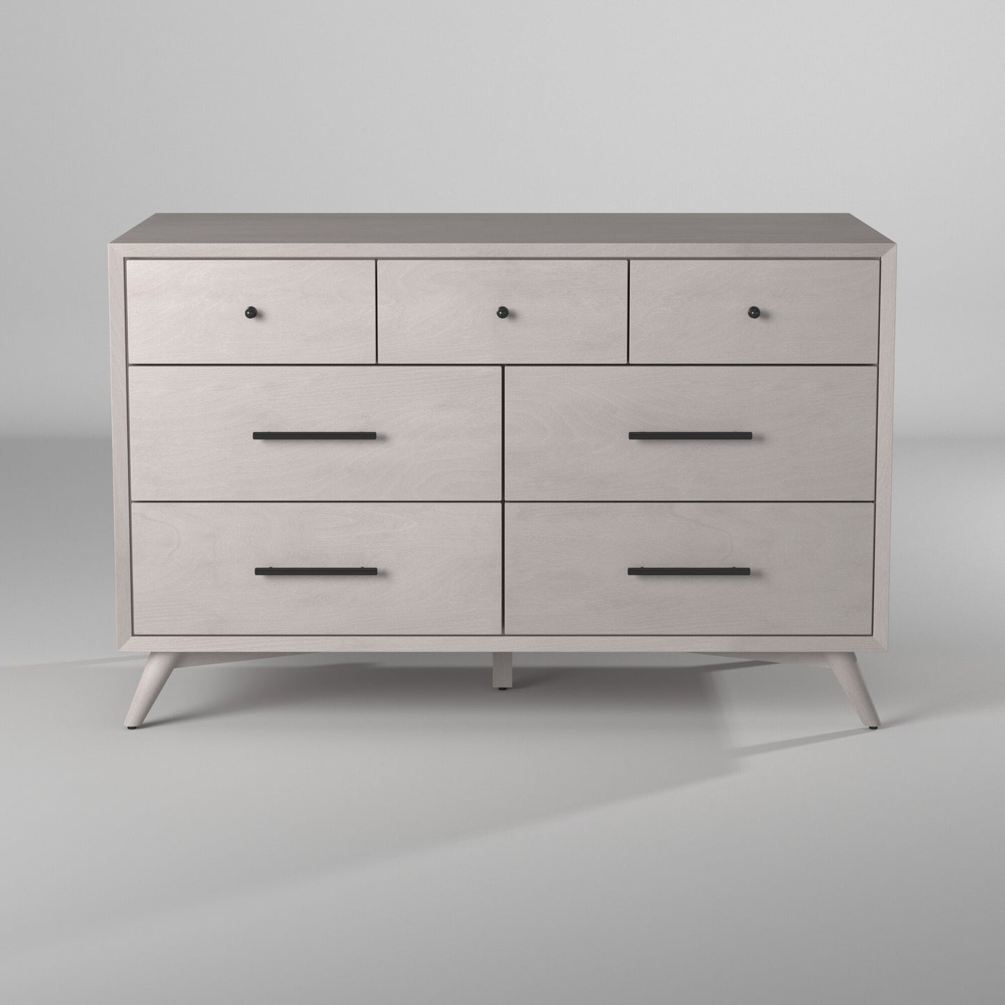 59" Gray Solid Wood Seven Drawer Double Dresser-8