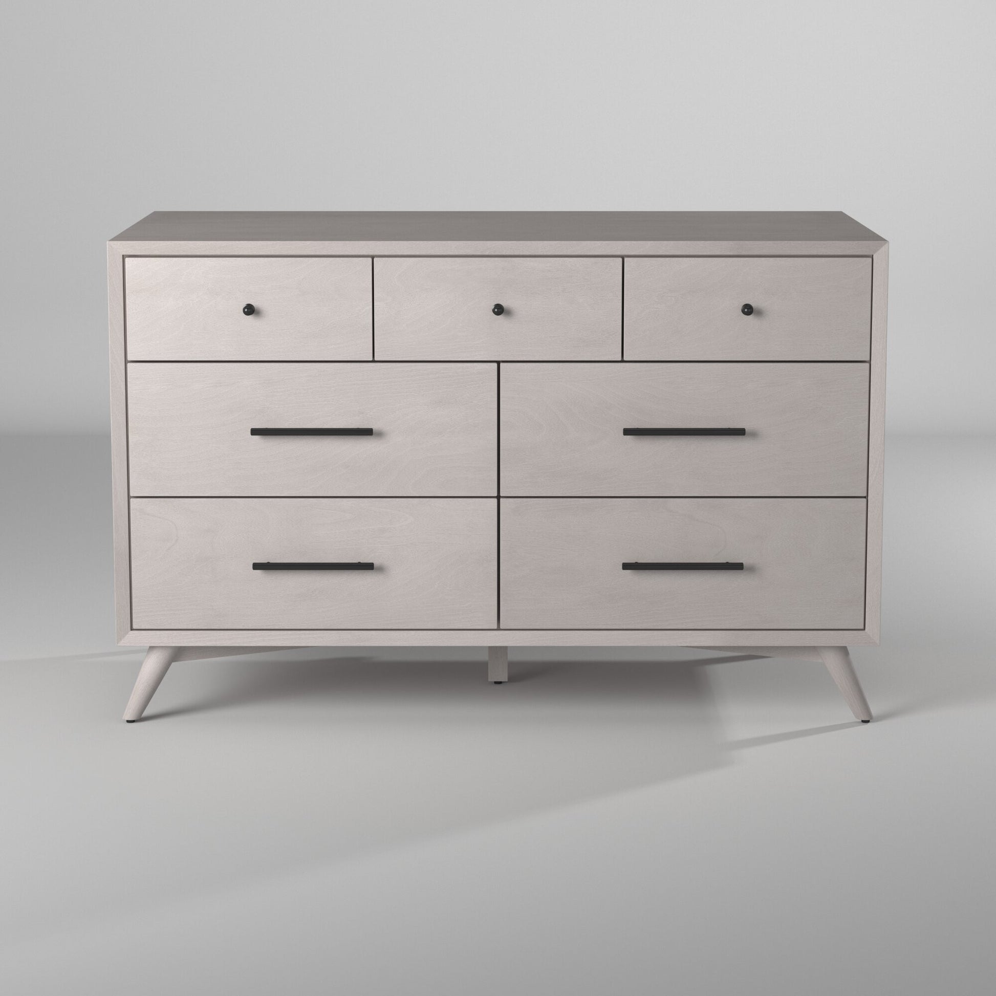 59" Gray Solid Wood Seven Drawer Double Dresser-8