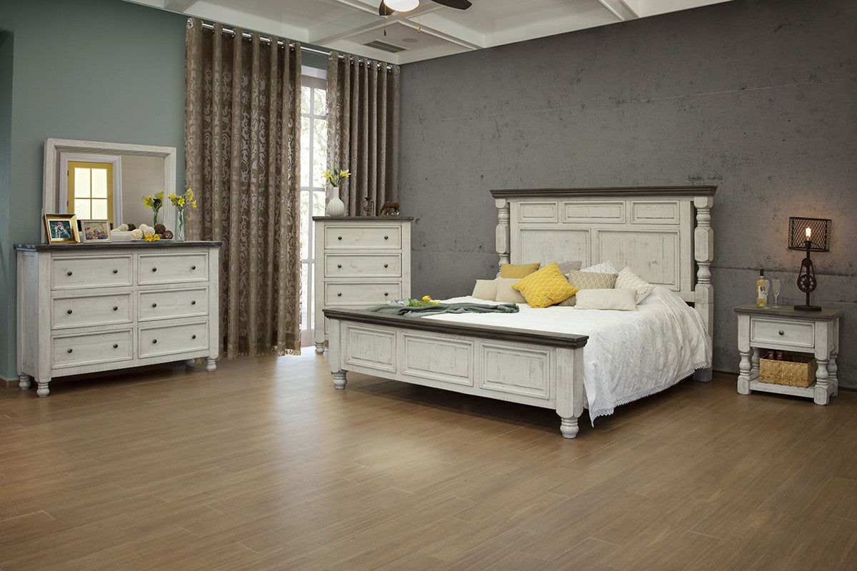 62" Gray and Ivory Solid Wood Six Drawer Double Dresser-4