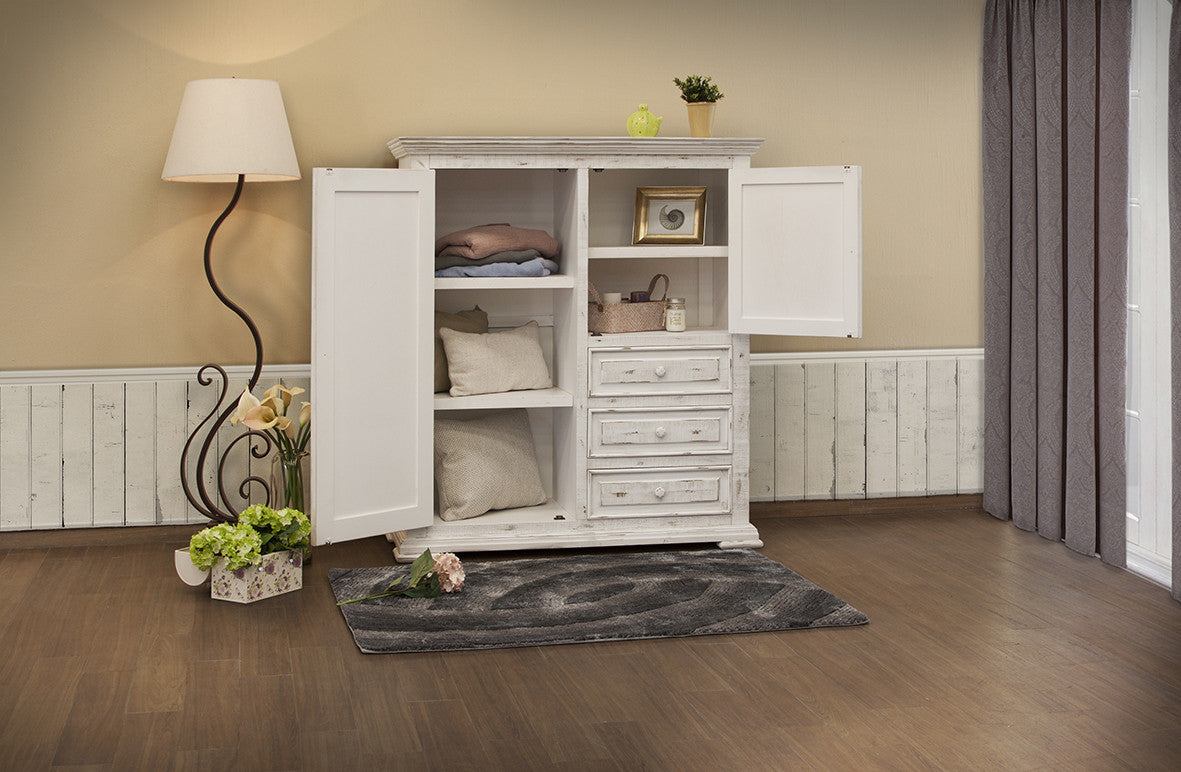 55" White Solid Wood Three Drawer Gentlemans Chest-5