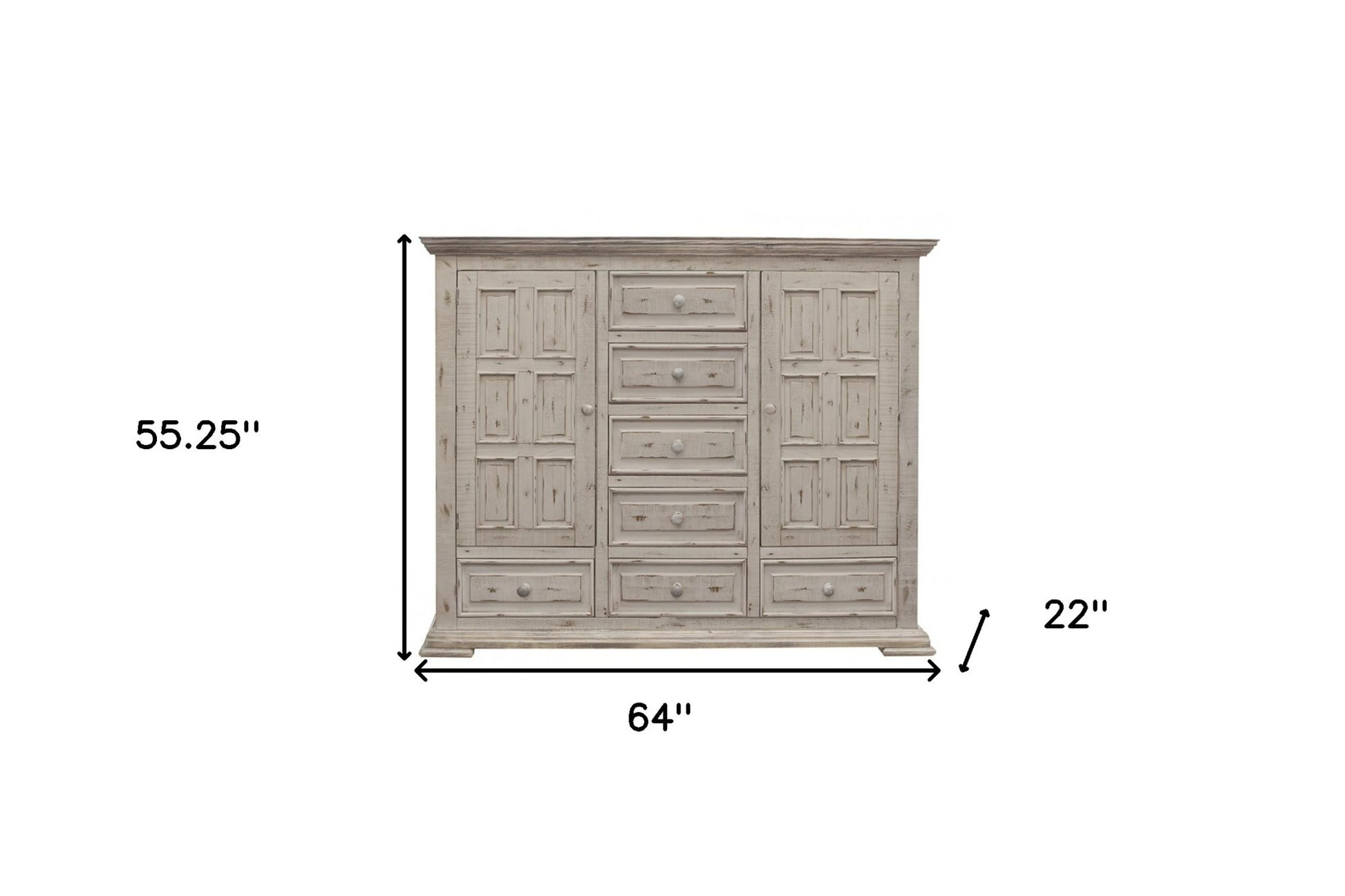 64" White Solid Wood Seven Drawer Gentlemans Chest-5