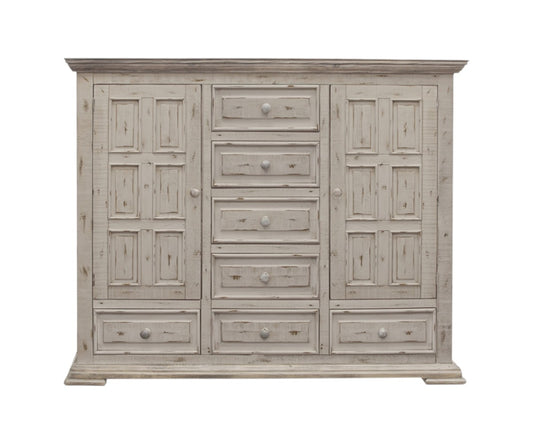64" White Solid Wood Seven Drawer Gentlemans Chest-1
