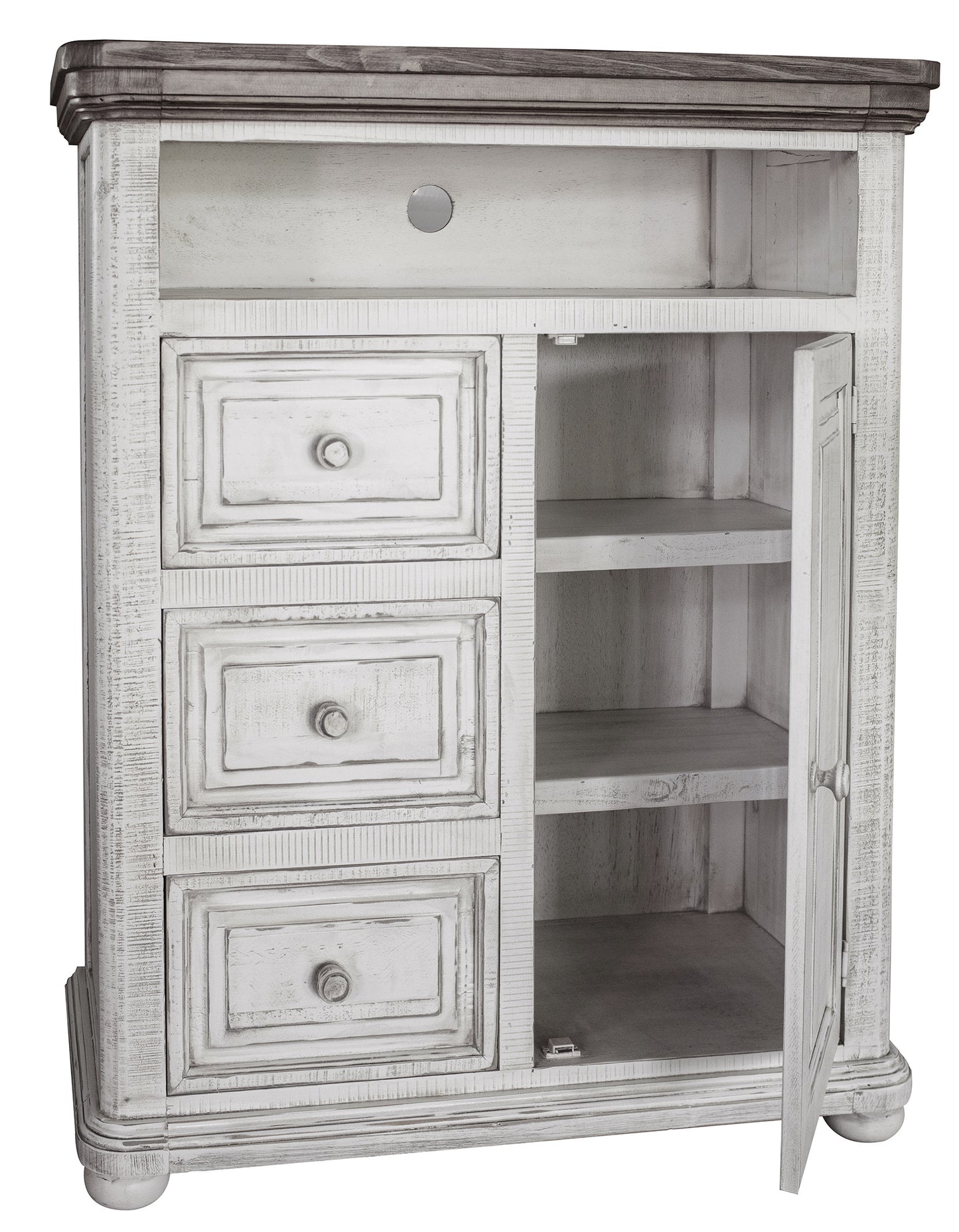 39" Off White Solid Wood Three Drawer Gentlemans Chest-2