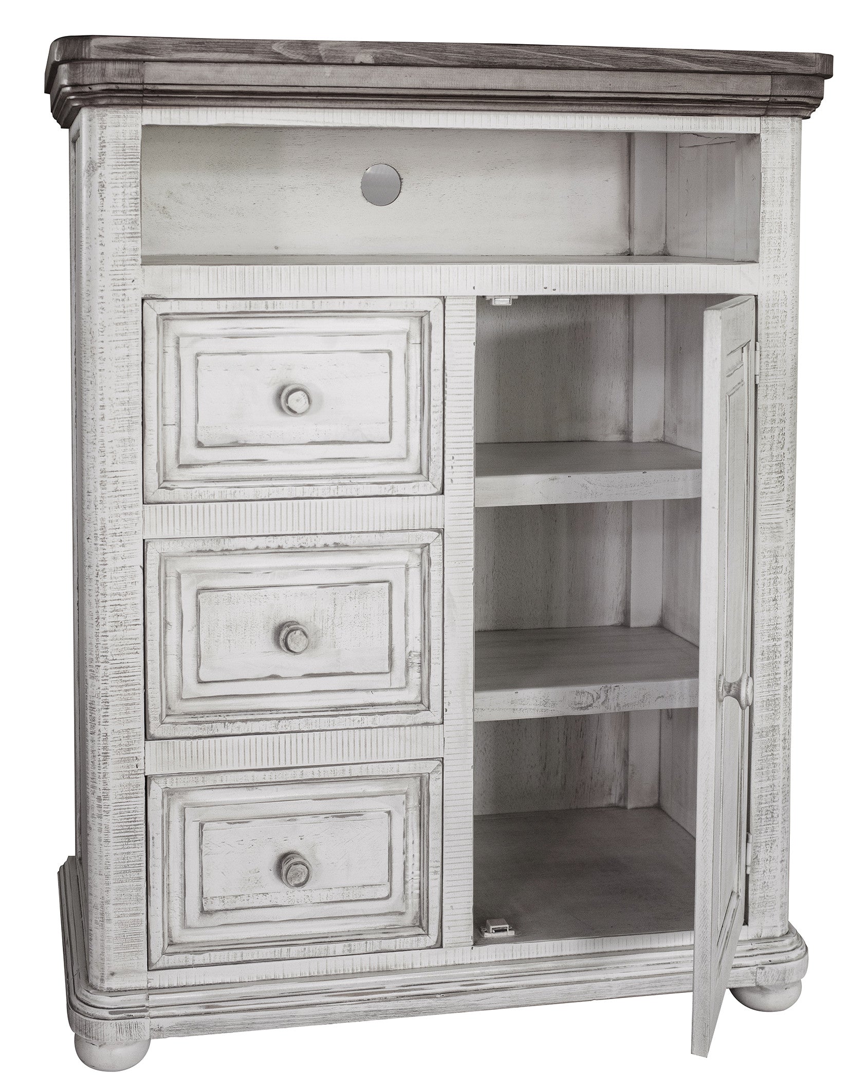 39" Off White Solid Wood Three Drawer Gentlemans Chest-2