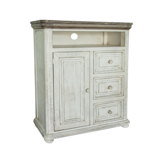 39" Off White Solid Wood Three Drawer Gentlemans Chest-1