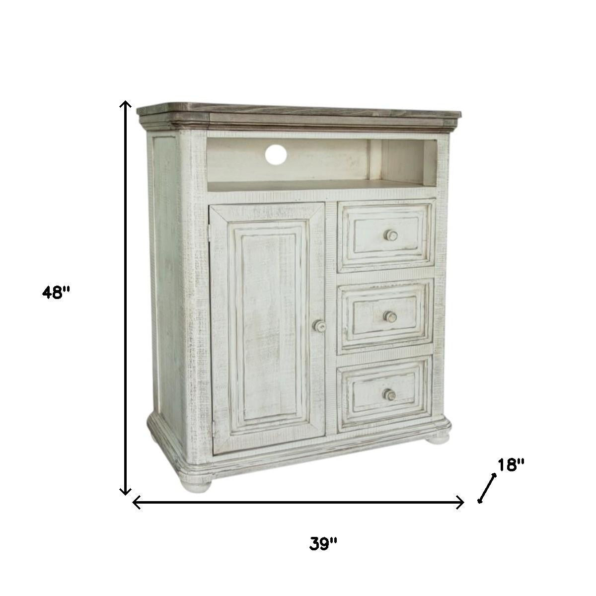 39" Off White Solid Wood Three Drawer Gentlemans Chest-7