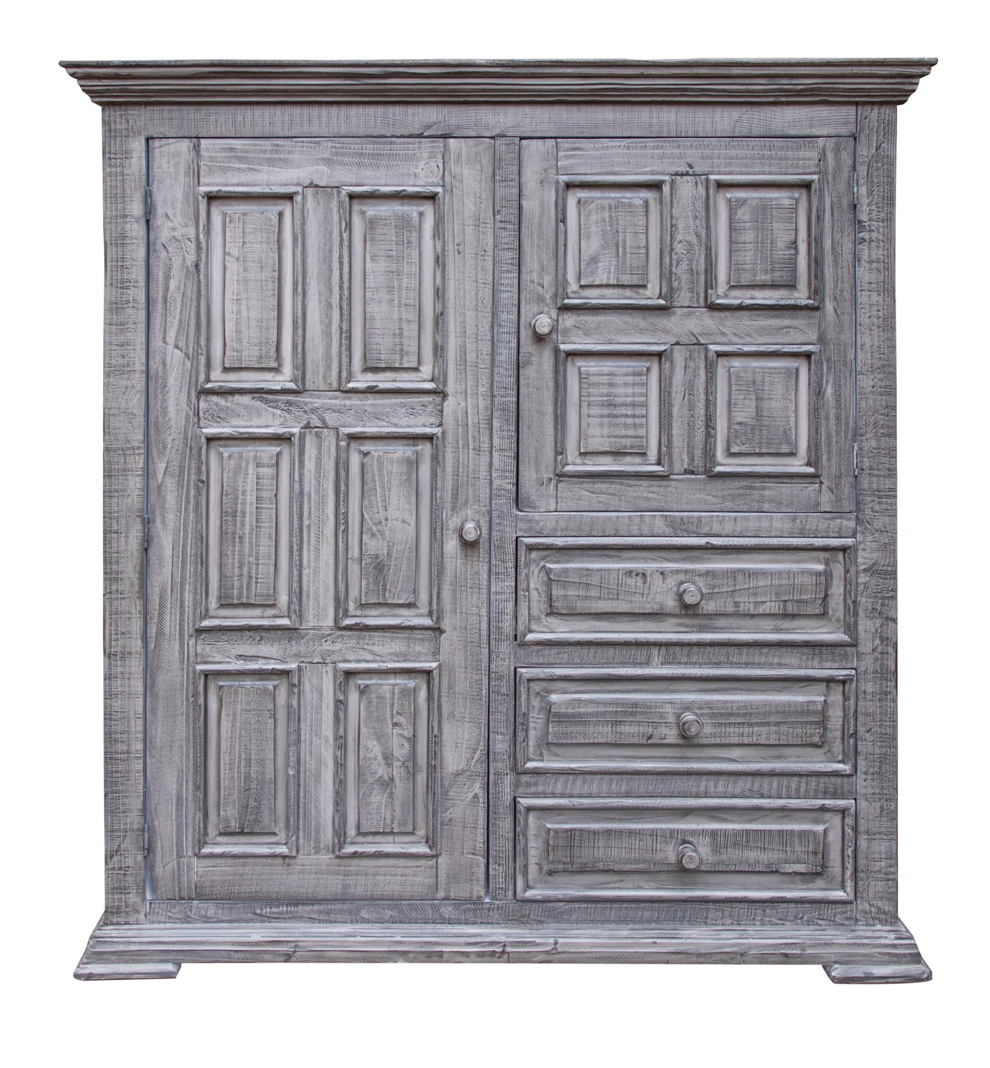 55" Gray Solid Wood Three Drawer Gentlemans Chest-1