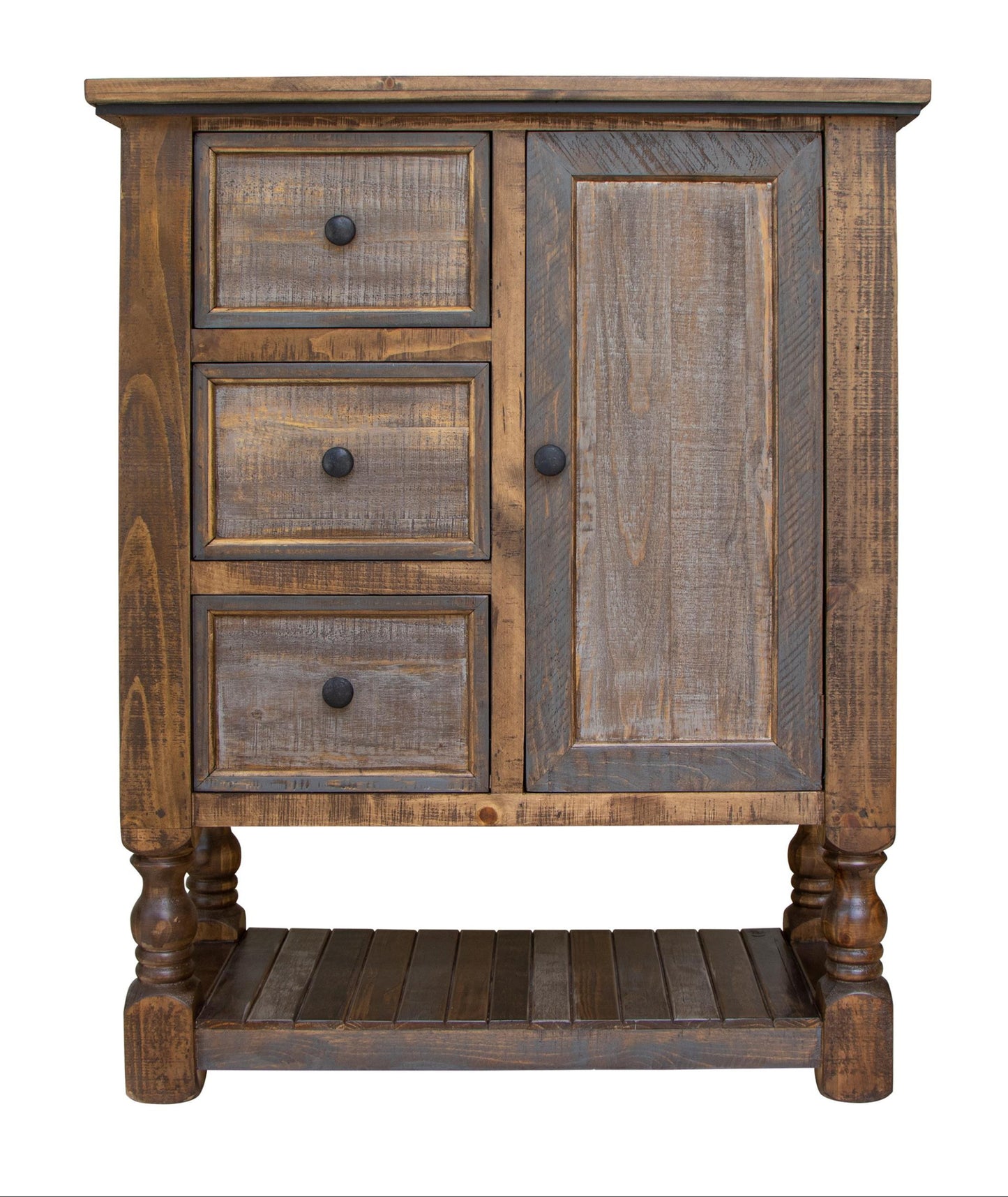 39" Brown Solid Wood Three Drawer Chest-1