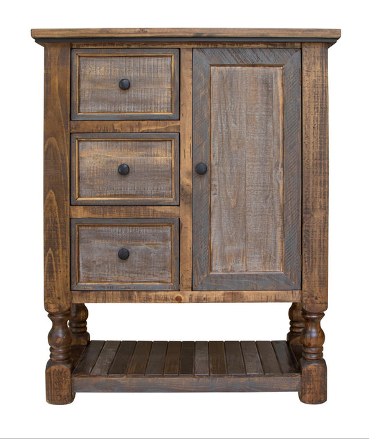 39" Brown Solid Wood Three Drawer Chest-1