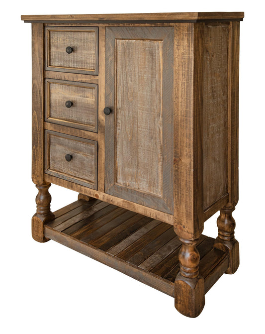 39" Brown Solid Wood Three Drawer Chest-0