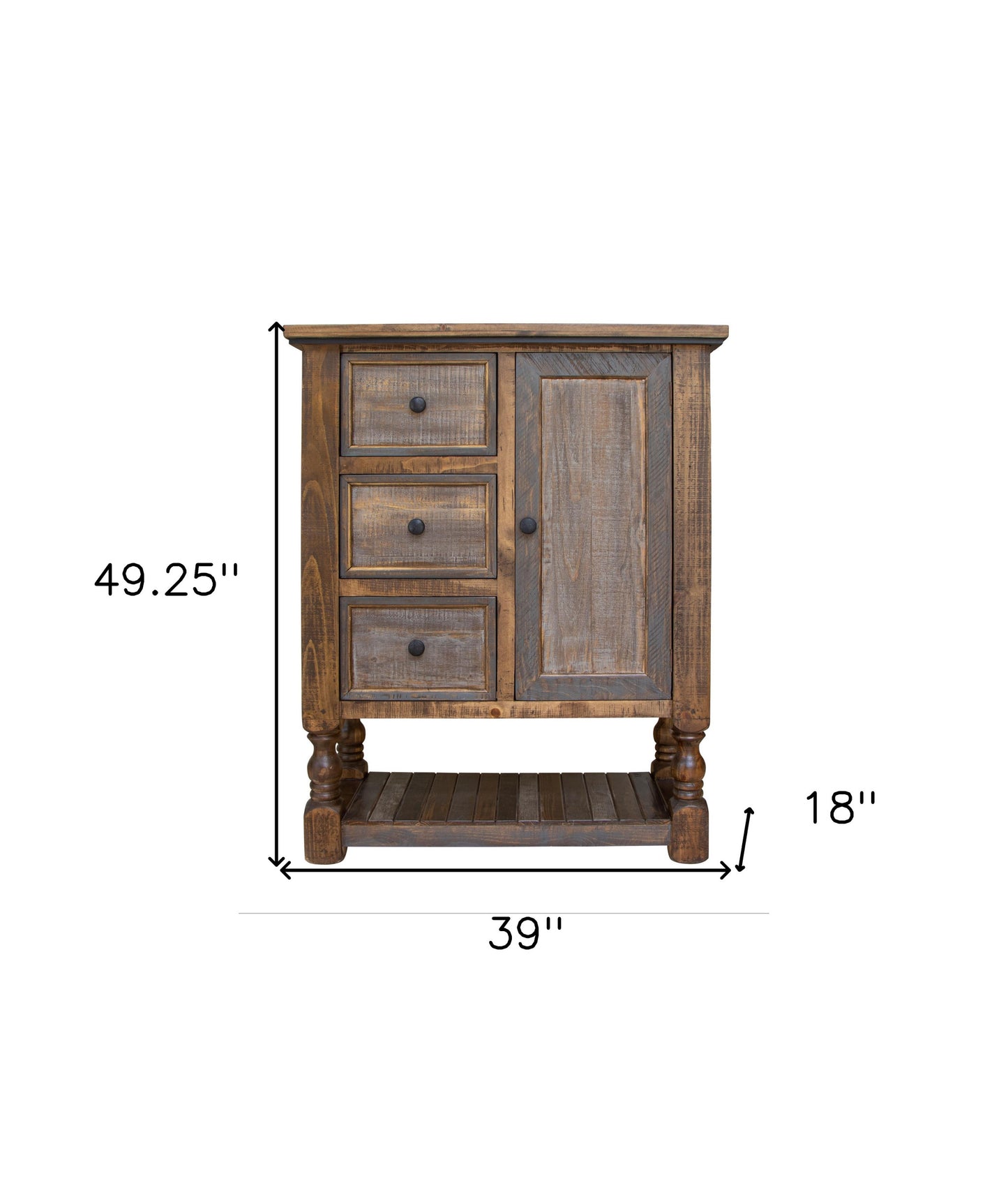 39" Brown Solid Wood Three Drawer Chest-4
