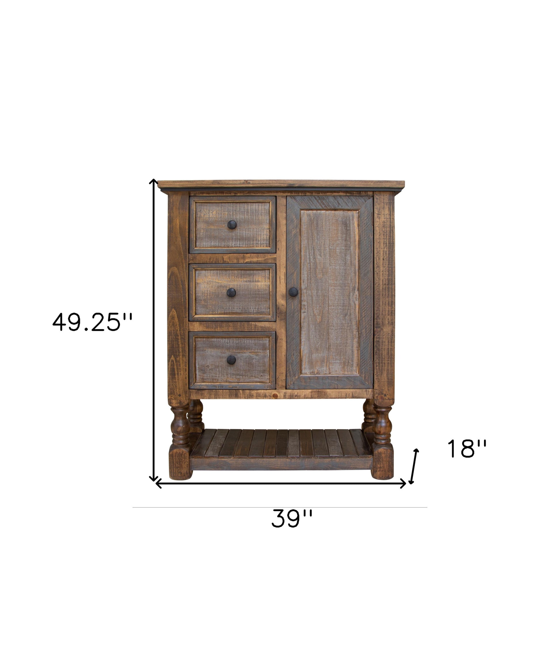 39" Brown Solid Wood Three Drawer Chest-4