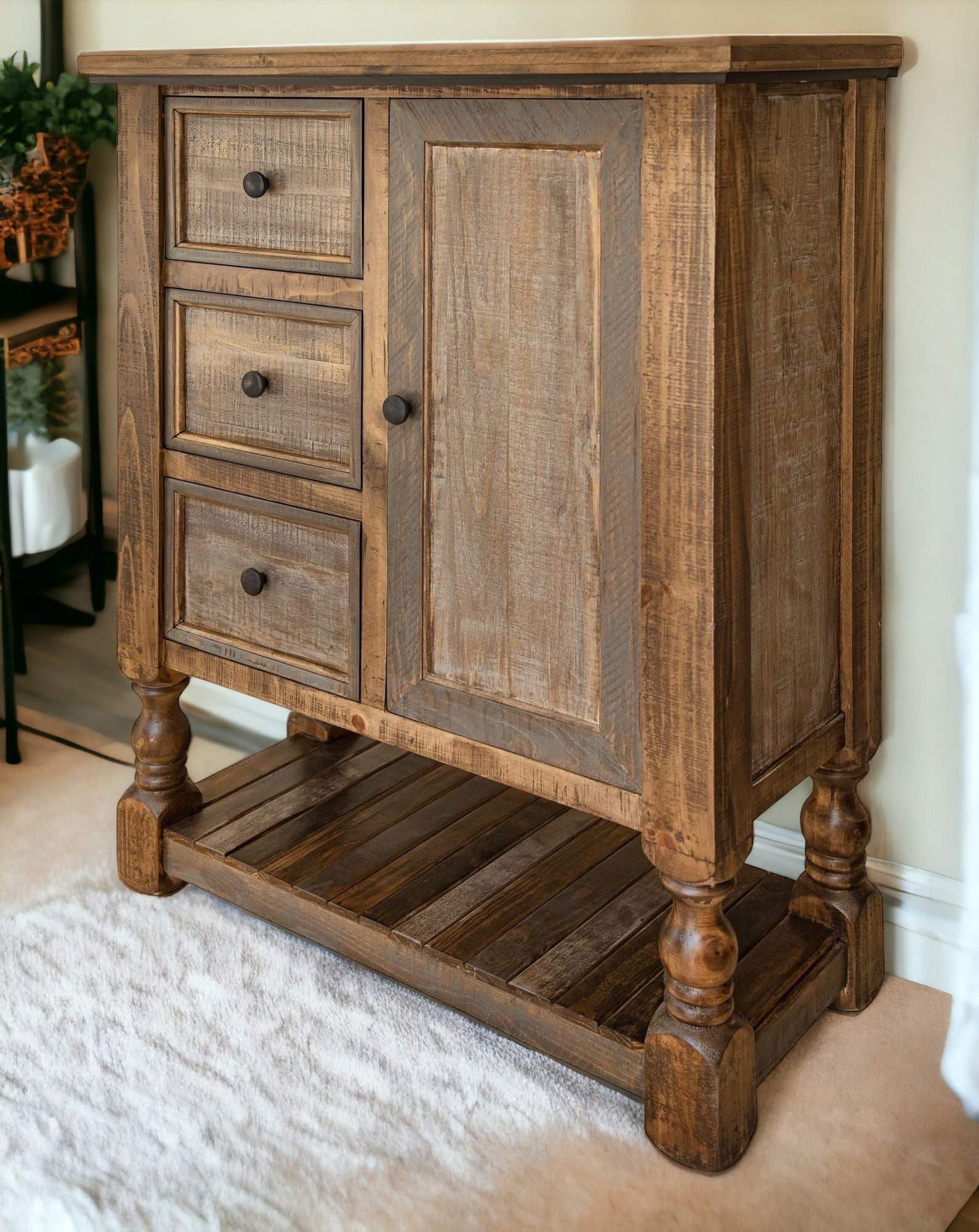 39" Brown Solid Wood Three Drawer Chest-5